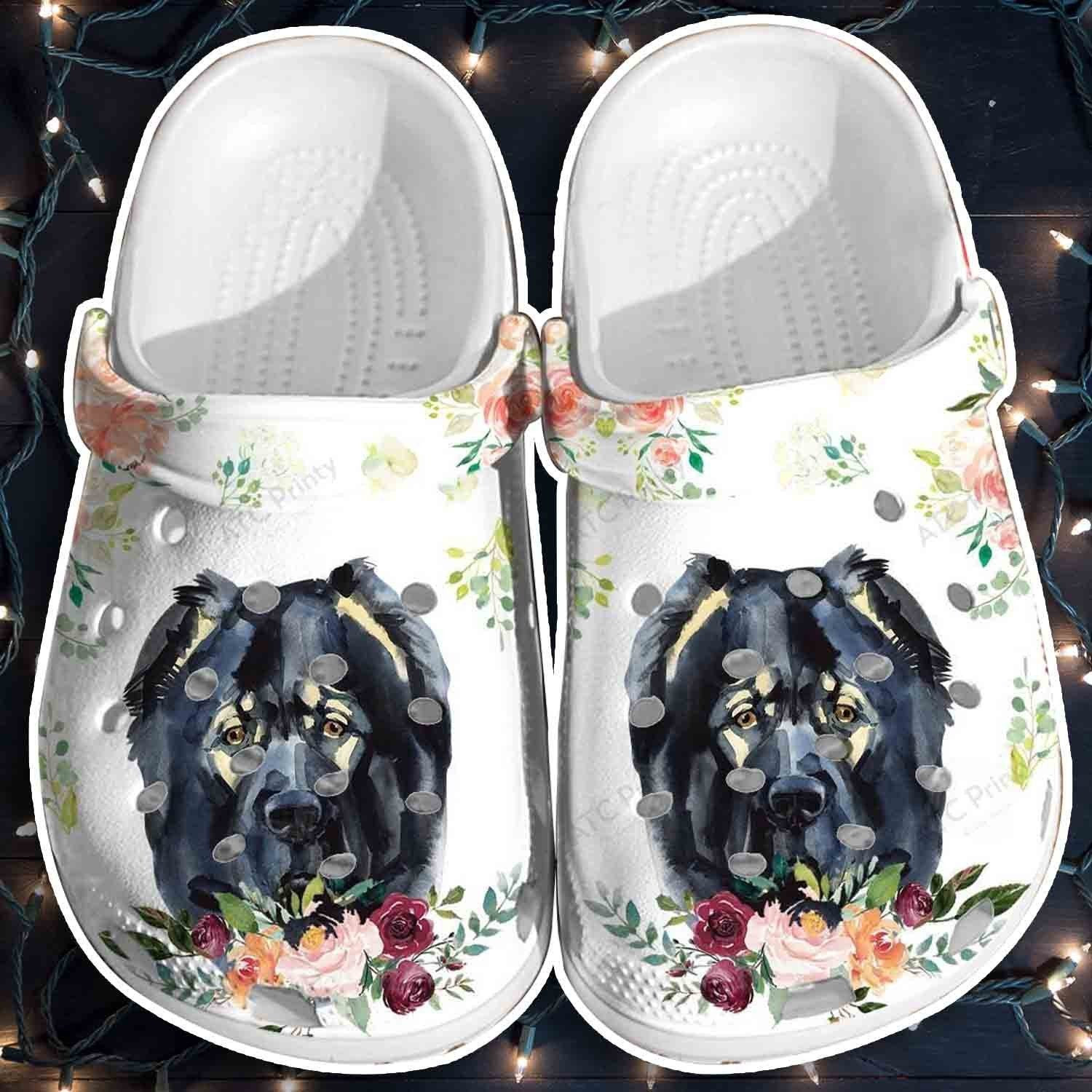 Black Dog Shoes - Flower Dog Clog Gifts For Mother Day
