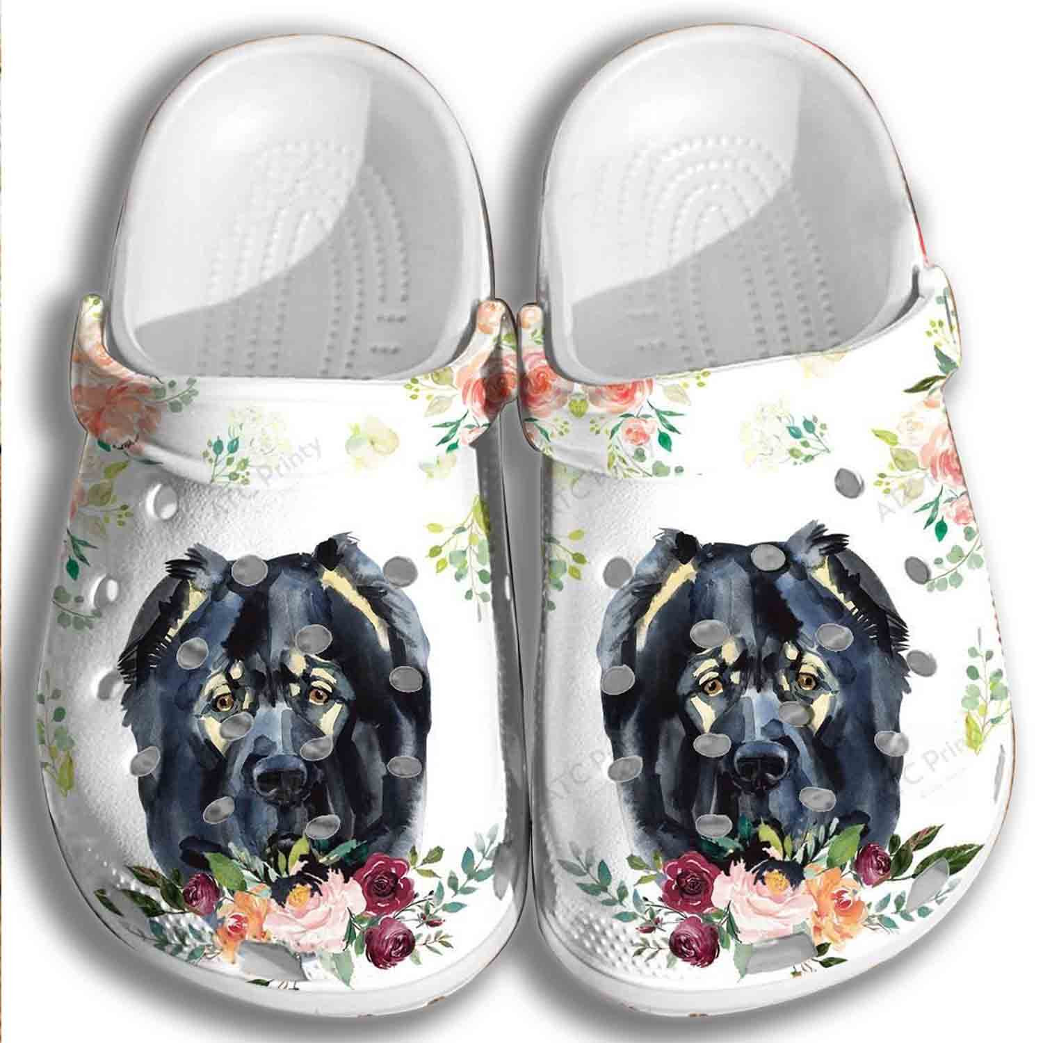 Black Dog Shoes - Flower Dog clog Gifts For Mother Day
