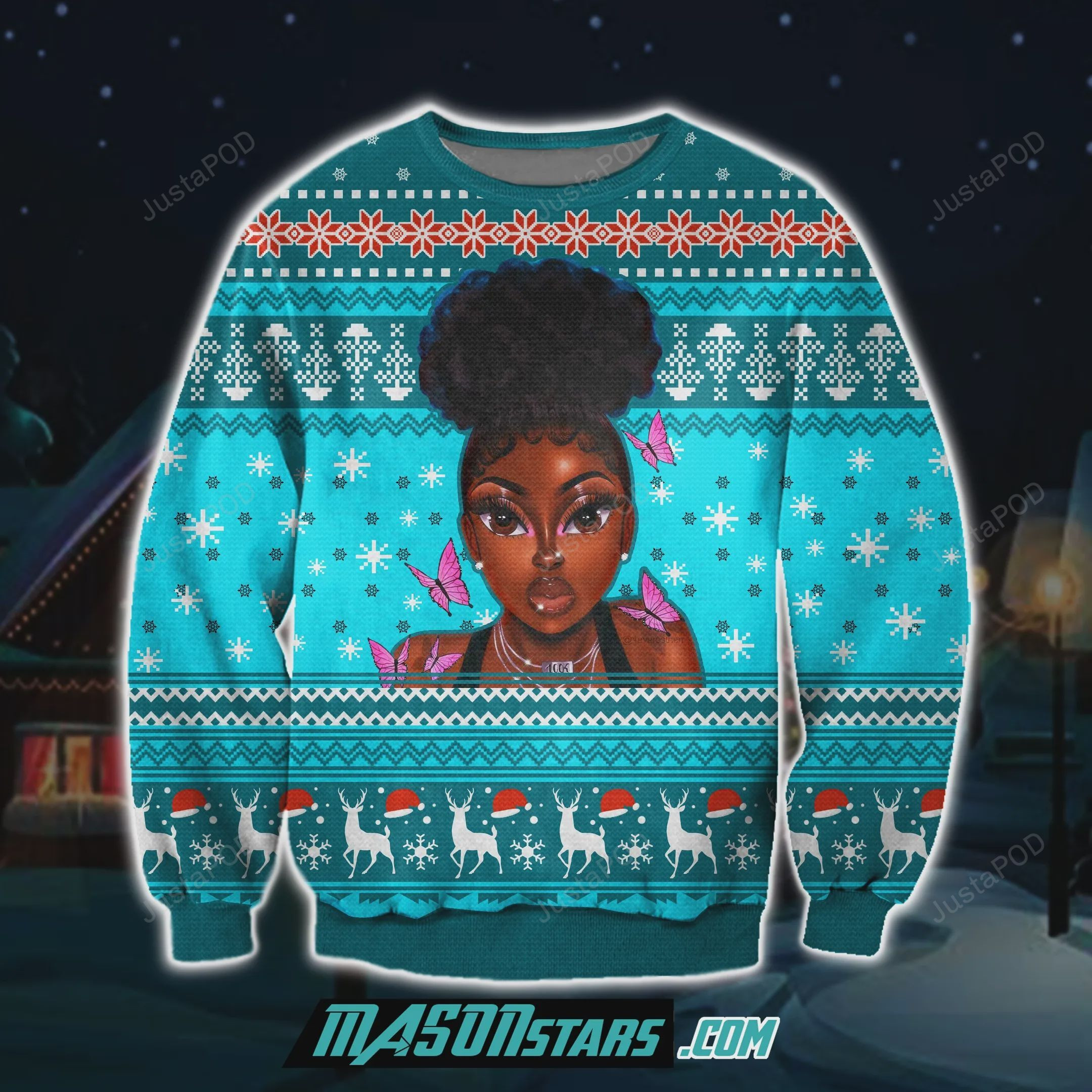 Black Girl 3D Print Knitting Pattern Ugly Christmas Sweater Adult 3D Funny Matching for family