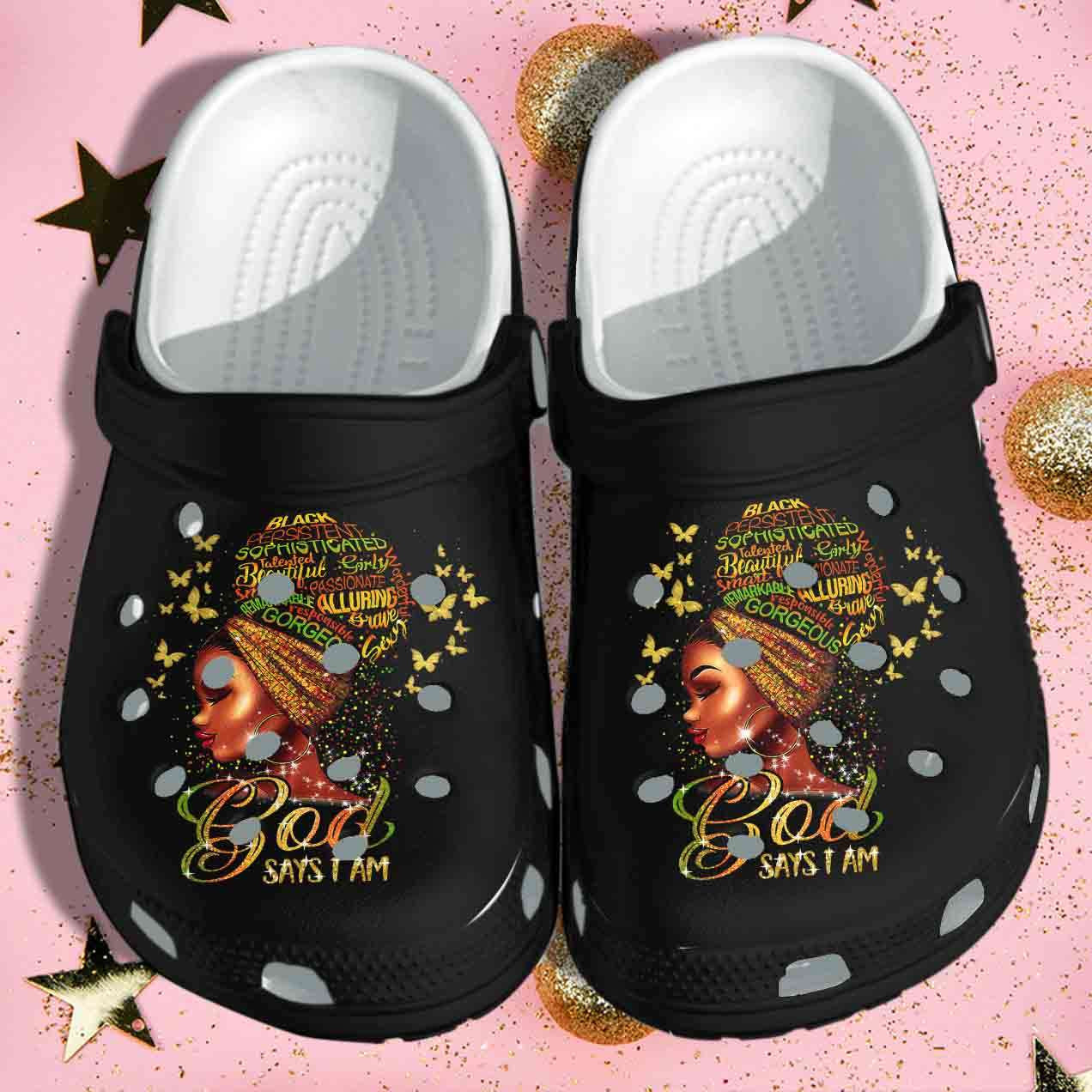 Black Girl Africa Culture God Says I Am Black Queen Crocband Clog Shoes