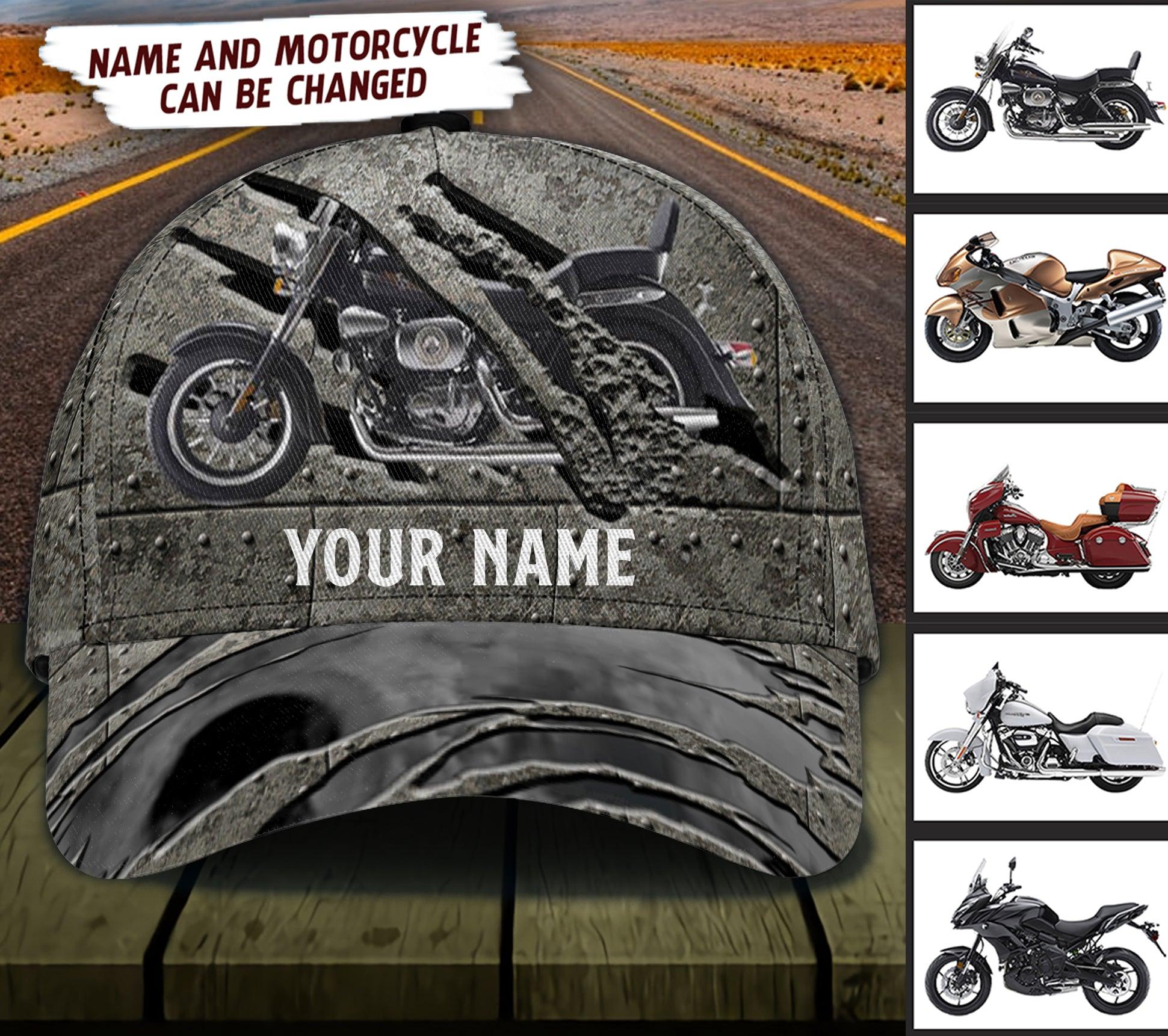 Black Motorcycle Personalized Classic Cap, Personalized Gift for Motorcycle Lovers, Motorcycle Riders Trucker Hats Custom Hats Gifts For Men & Women