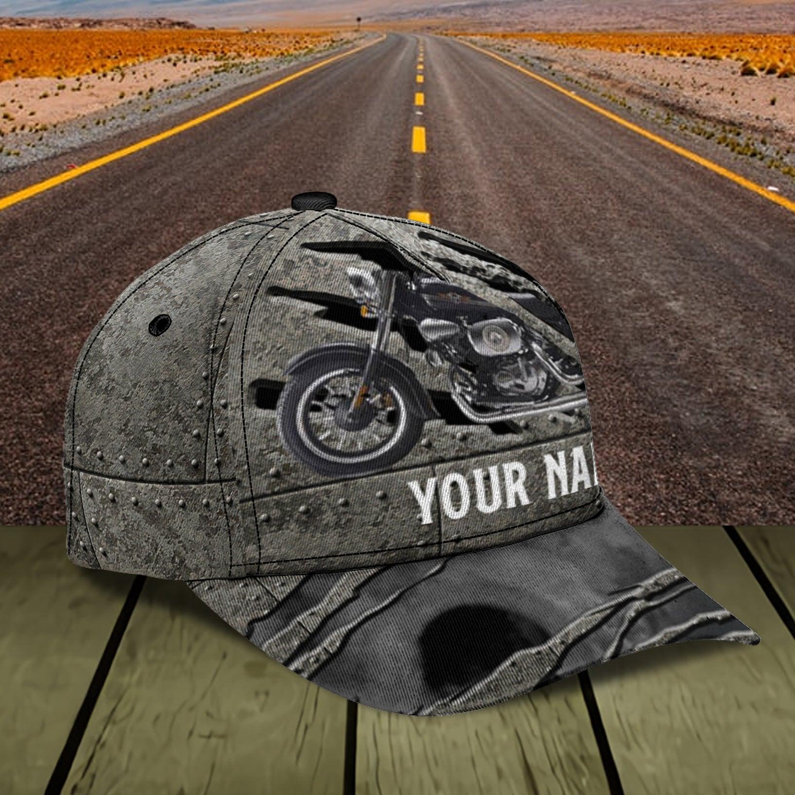 Black Motorcycle Personalized Classic Cap, Personalized Gift for Motorcycle Lovers, Motorcycle Riders Trucker Hats Custom Hats Gifts For Men & Women