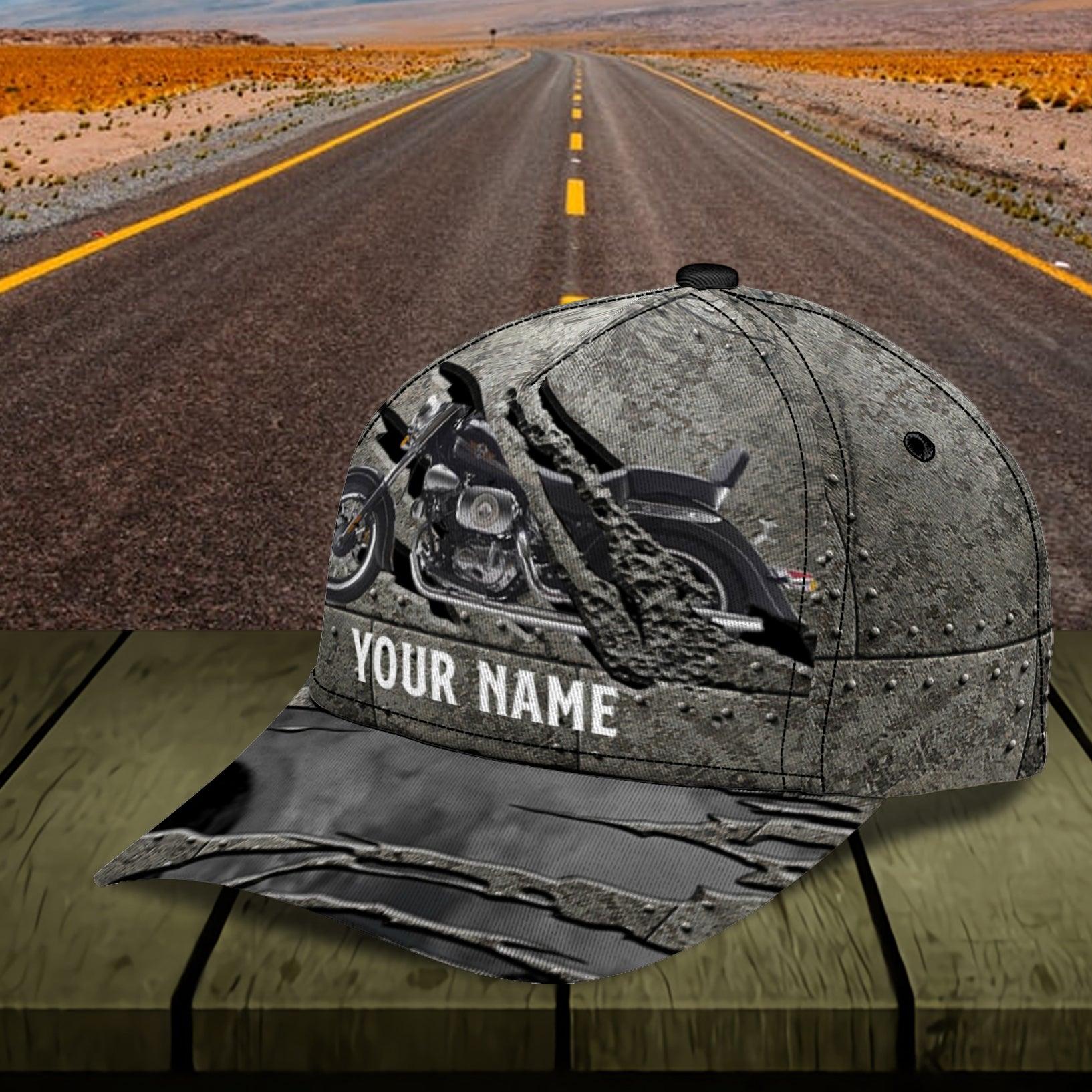 Black Motorcycle Personalized Classic Cap, Personalized Gift for Motorcycle Lovers, Motorcycle Riders Trucker Hats Custom Hats Gifts For Men & Women