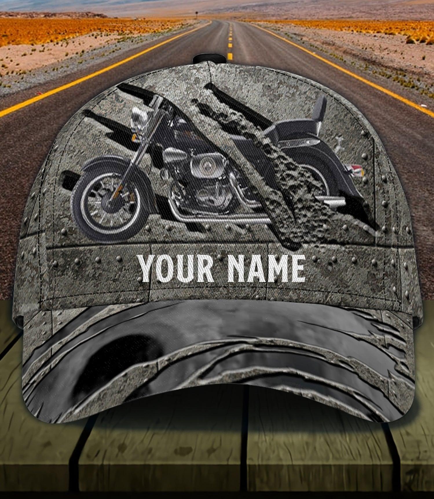 Black Motorcycle Personalized Classic Cap, Personalized Gift for Motorcycle Lovers, Motorcycle Riders Trucker Hats Custom Hats Gifts For Men & Women