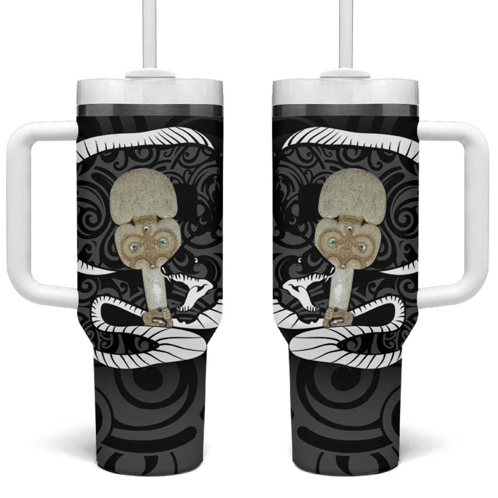 Black New Zealand Eel Aotearoa Maori Tuna With Kotiate Weapon Custom Stanley Cup 40 oz 30 oz Tumbler With HandleTVC2301357