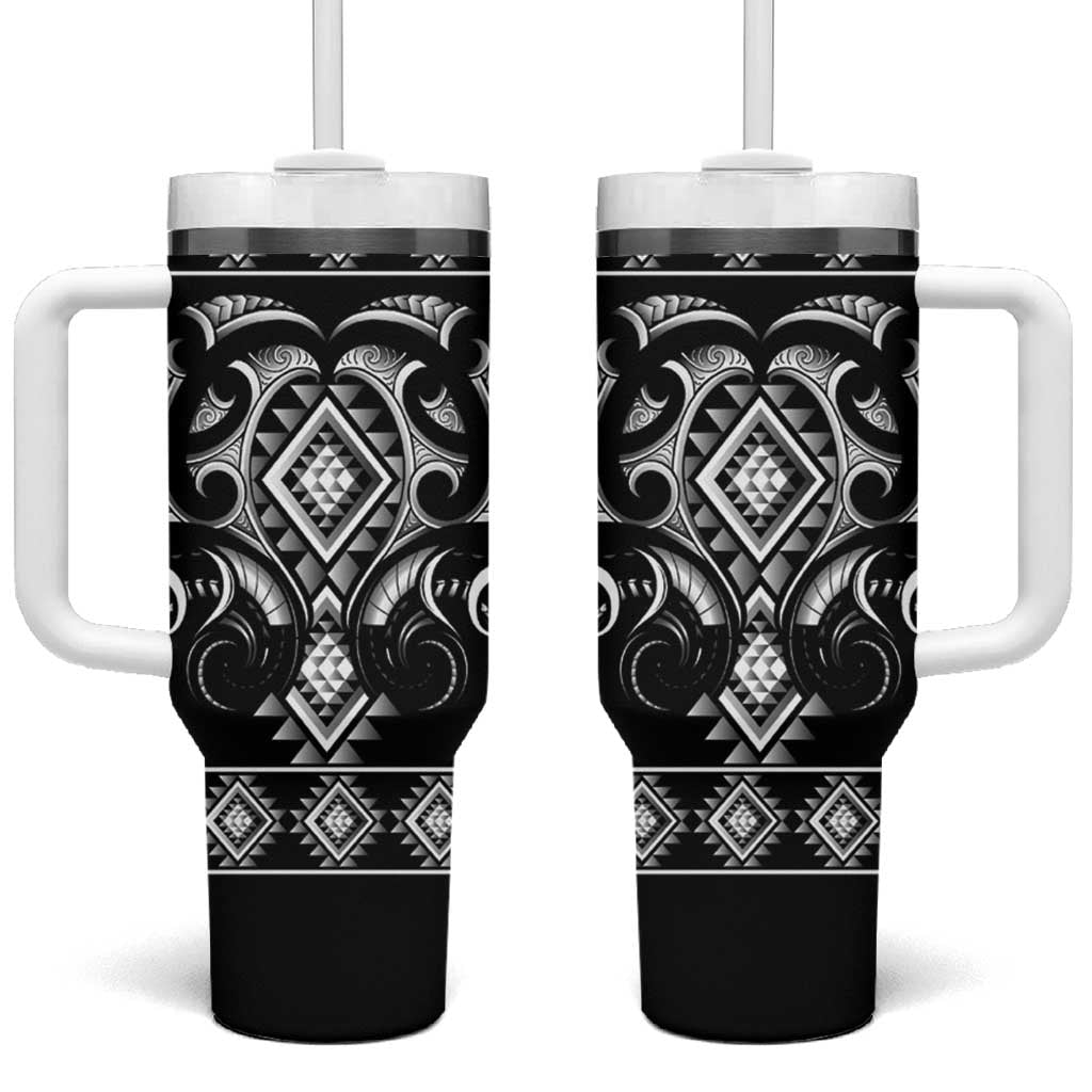 Black Ngaru Taniko With Aotearoa Maori Tattoo Custom Stanley Cup 40 oz 30 oz Tumbler With HandleTVC2301260
