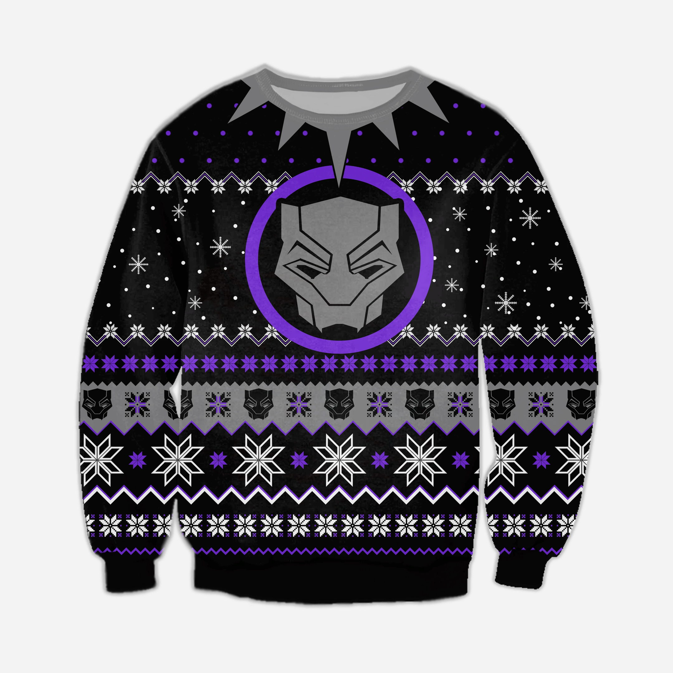 Black Panther Knitting Pattern 3D Print Ugly Christmas Sweater Adult 3D Funny Matching for family