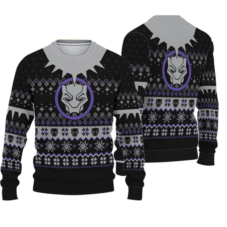 Black Panthers Wakanda Forever Ugly Knitted Christmas 3D Sweater
