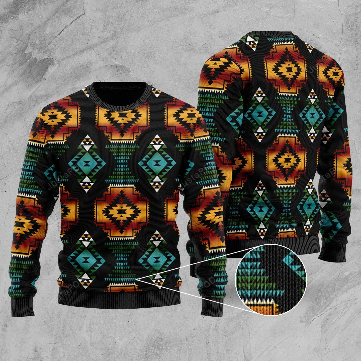 Black Patterns Ugly Christmas Sweater Adult 3D Funny Matching for family