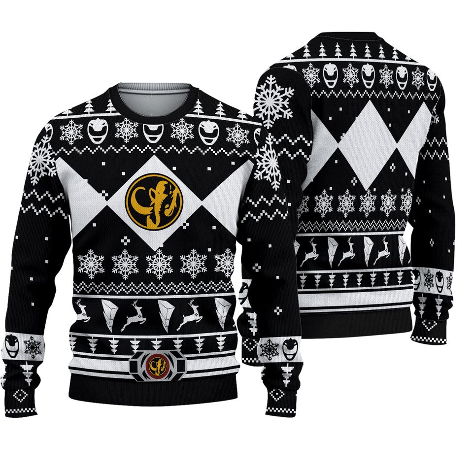 Black Power Ranger Knitted Ugly Christmas Sweater