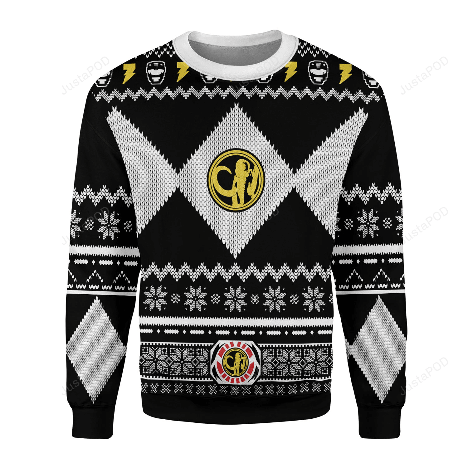 Black Power Ranger Ugly Christmas Sweater Adult 3D Funny Matching for family