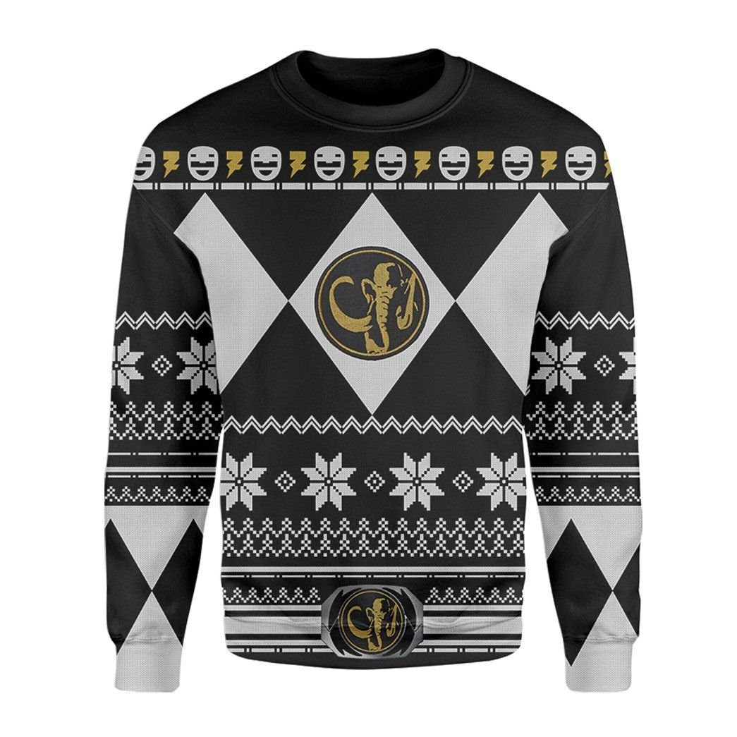 Black Power Rangers Ugly Christmas Sweater Adult 3D Funny Matching for family