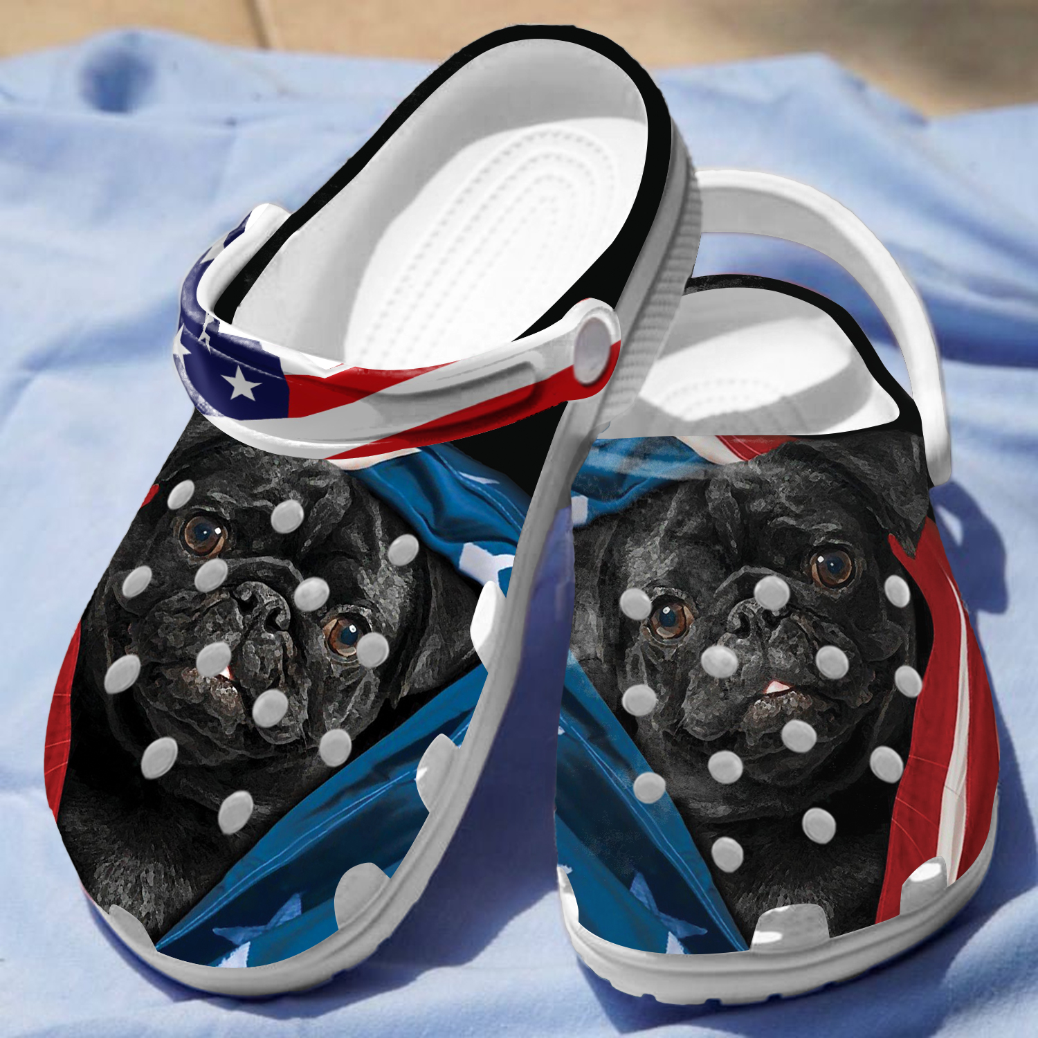 Black Pug Dog Crocs Crocband Clogs Shoes Comfortable For Men Women and Kids