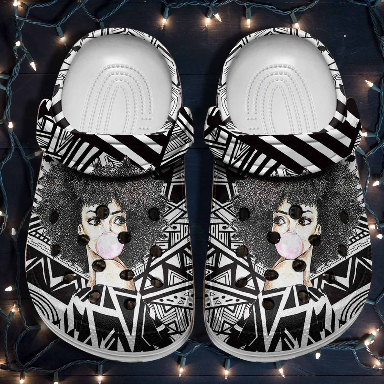 Black Queen Hair Shoes - Africa Culture Croc Shoes Gifts Black Mom Mothers Day