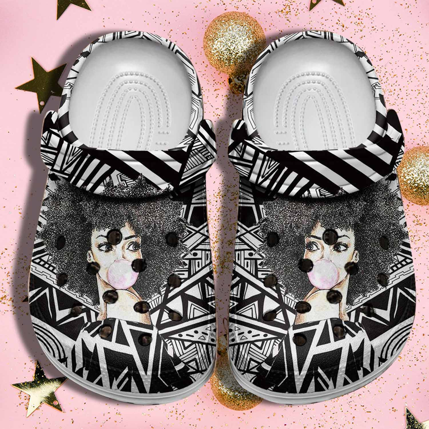 Black Queen Hair Shoes - Africa Culture Croc Shoes Gifts Black Mom Mothers Day