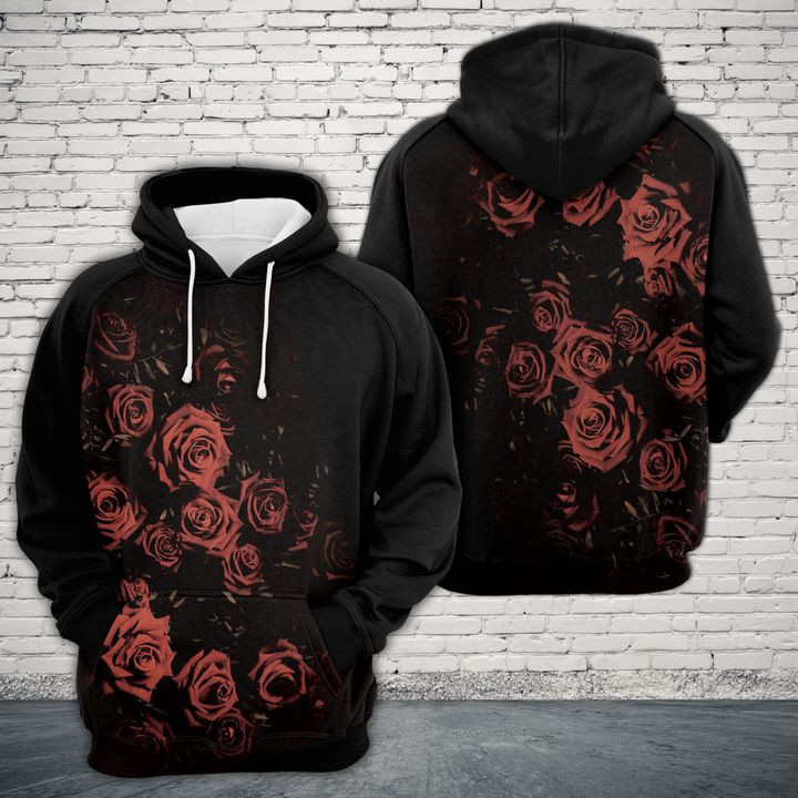 Black Rose 3D All Over Print Hoodie, Zip Hoodie