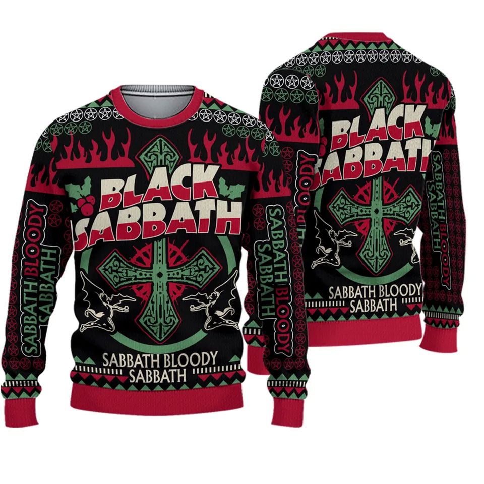 Black Sabbath Band 3D Ugly Sweater