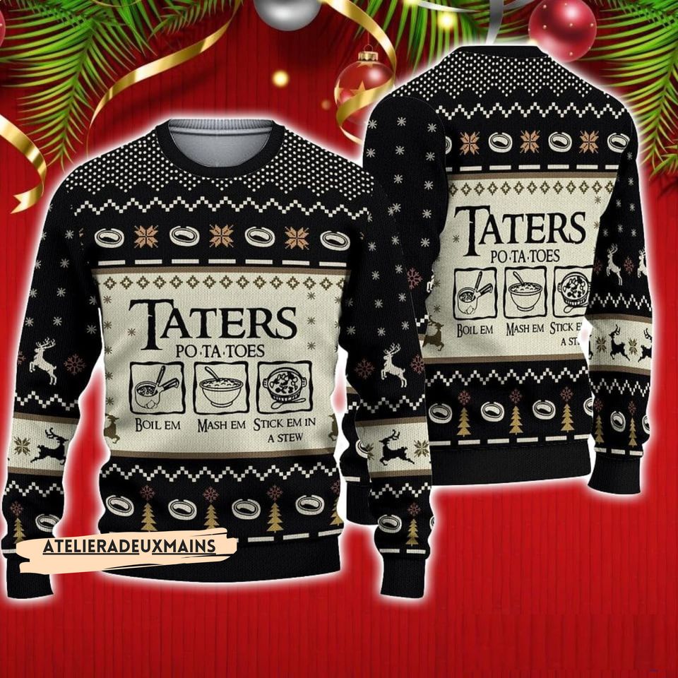 Black Taters Potatoes Christmas Ugly Sweater