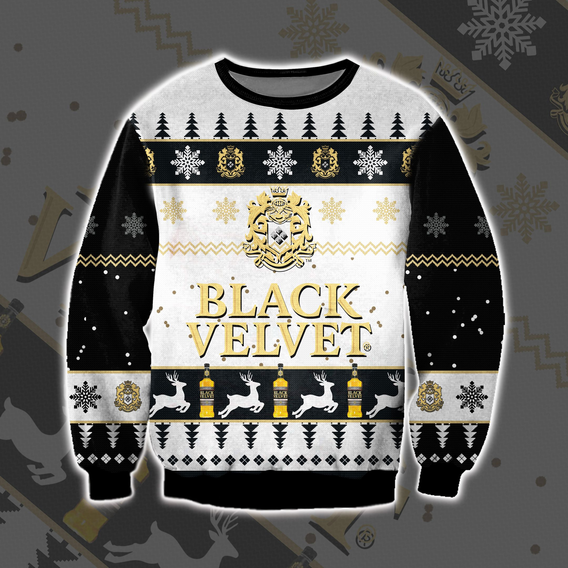 Black Velvet Knitting Pattern 3D Print Ugly Christmas Sweater Adult 3D Funny Matching for family