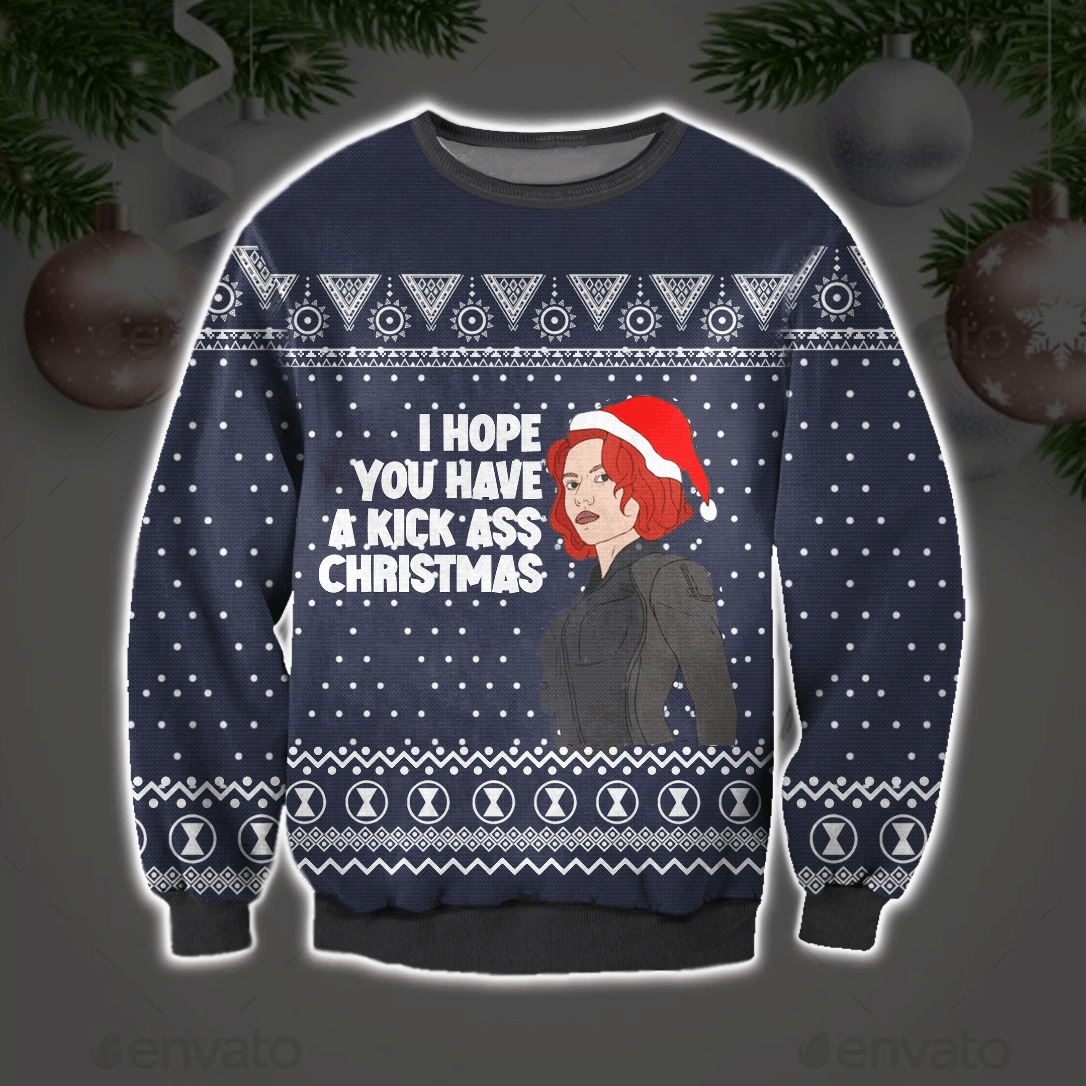 Black Widow - I Hope You Have A Kick Ass Christmas Ugly Christmas Sweater Adult 3D Funny Matching for family