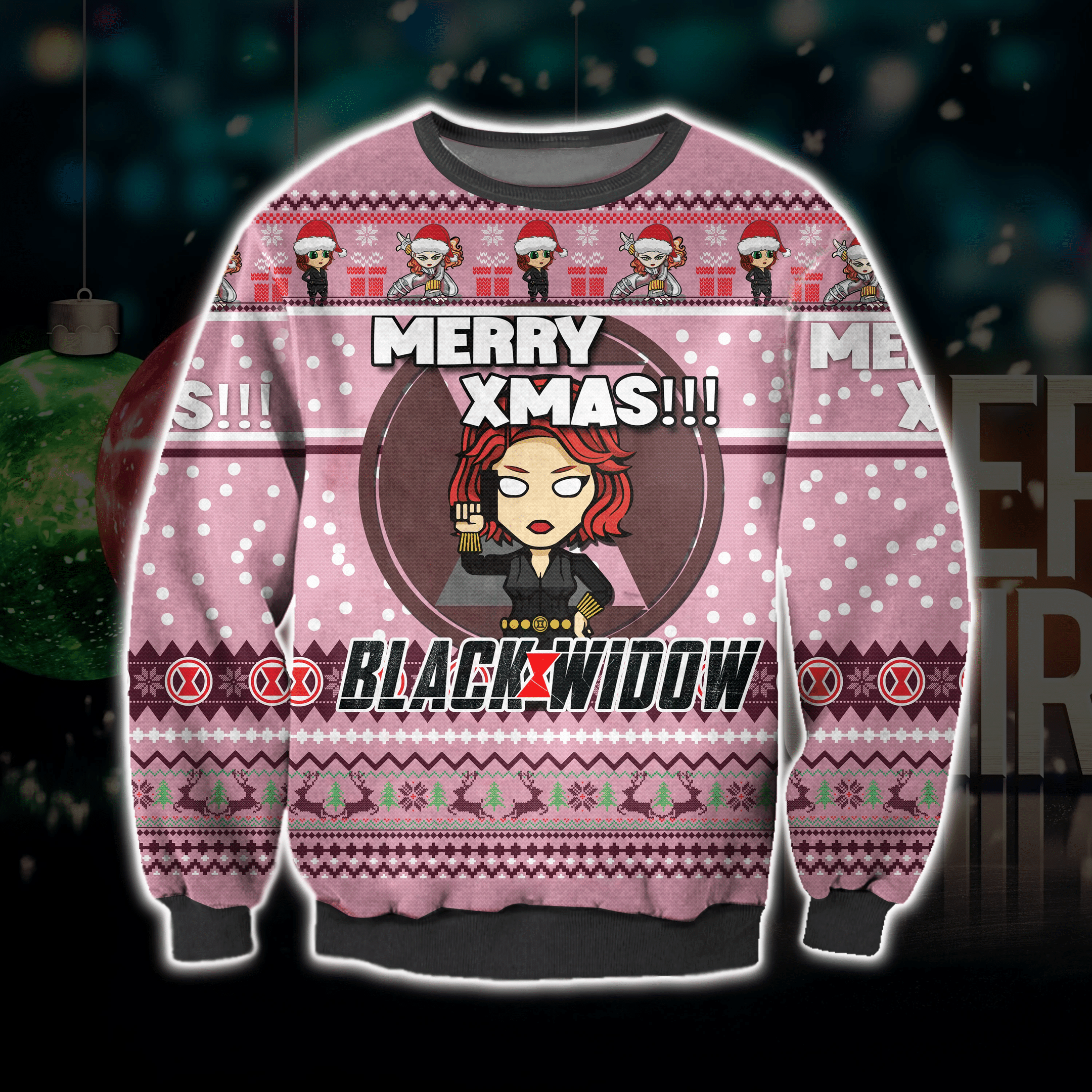 Black Widow Ugly Christmas Sweater Adult 3D Funny Matching for family