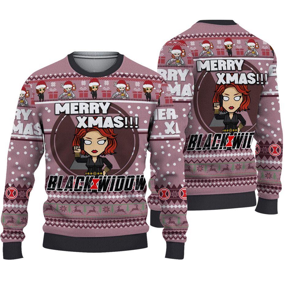 Black Widow Ugly Sweater, Black Widow Ugly Christmas Sweater,