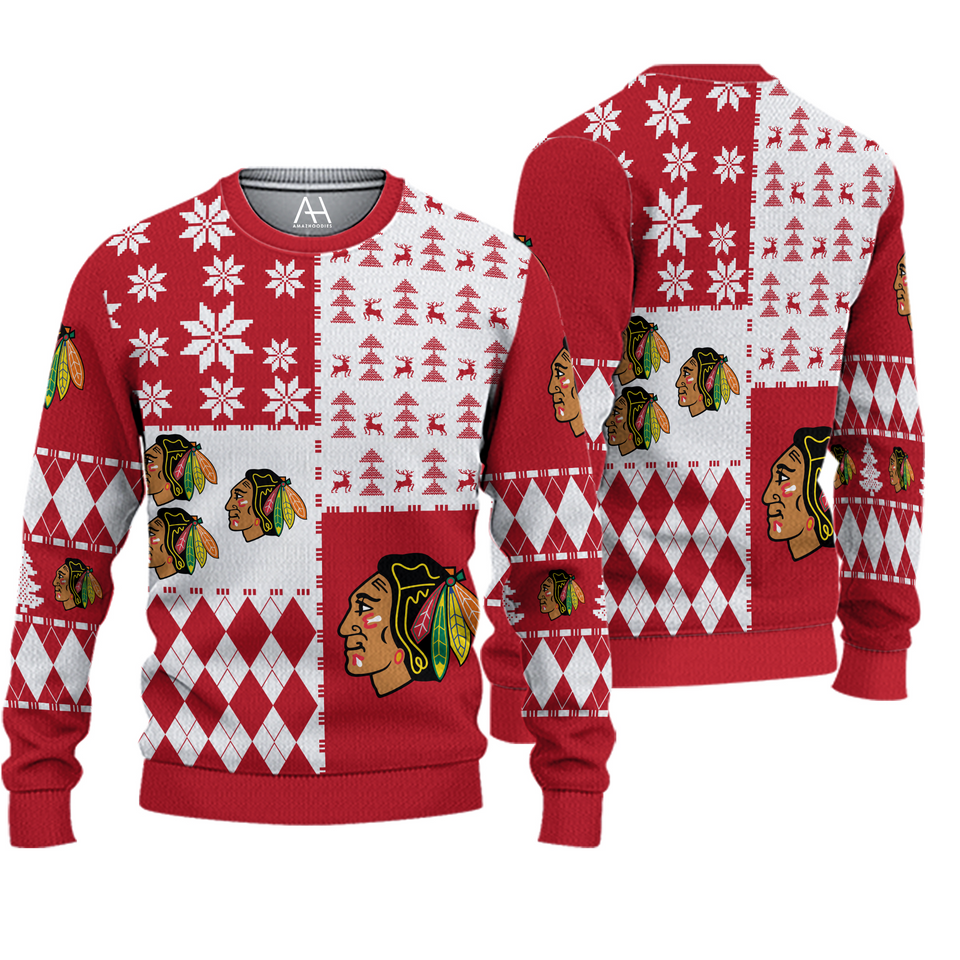 Blackhawks Ice Hockey Christmas Ugly Sweater