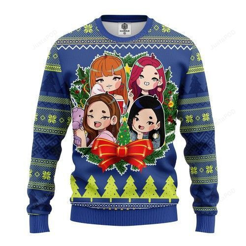 Blackpink New Chibi Ugly Christmas Sweater Adult 3D Funny Matching for family