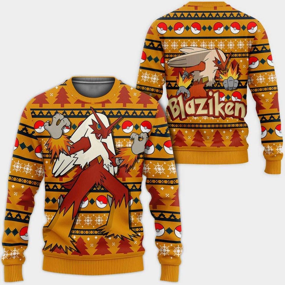 Blaziken PKM Ugly Christmas Sweater, 3D Sweater