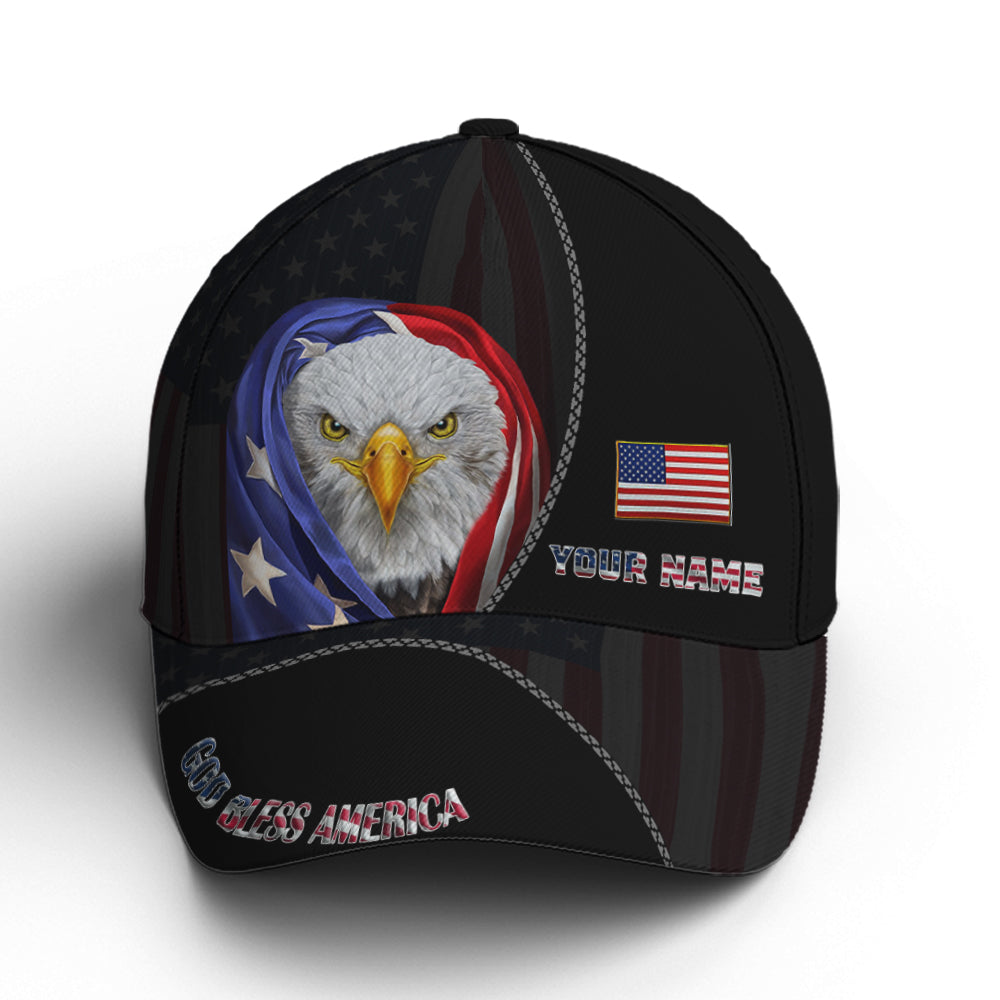 Bless America Eagle With Flag Baseball Cap Trucker Hats Custom Hats Gifts For Men & Women