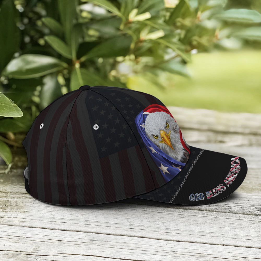 Bless America Eagle With Flag Baseball Cap Trucker Hats Custom Hats Gifts For Men & Women