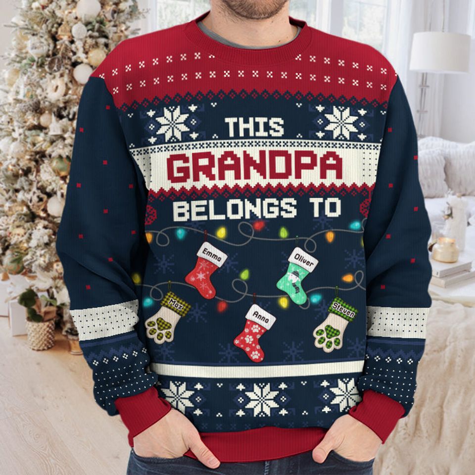 Blessed To Be Called Grandma - Family Personalized Ugly Sweatshirt - Christmas Gift For Grandma - Image 3