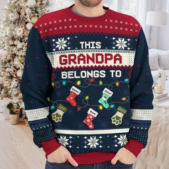 Blessed To Be Called Grandma - Family Personalized Ugly Sweatshirt - Christmas Gift For Grandma - Image 6