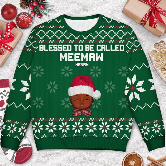 Blessed To Be Called Nana - Christmas, Loving Gift For Mom, Mother, Mama, Grandma, Grandmother - Personalized Unisex Ugly Sweater - Image 6