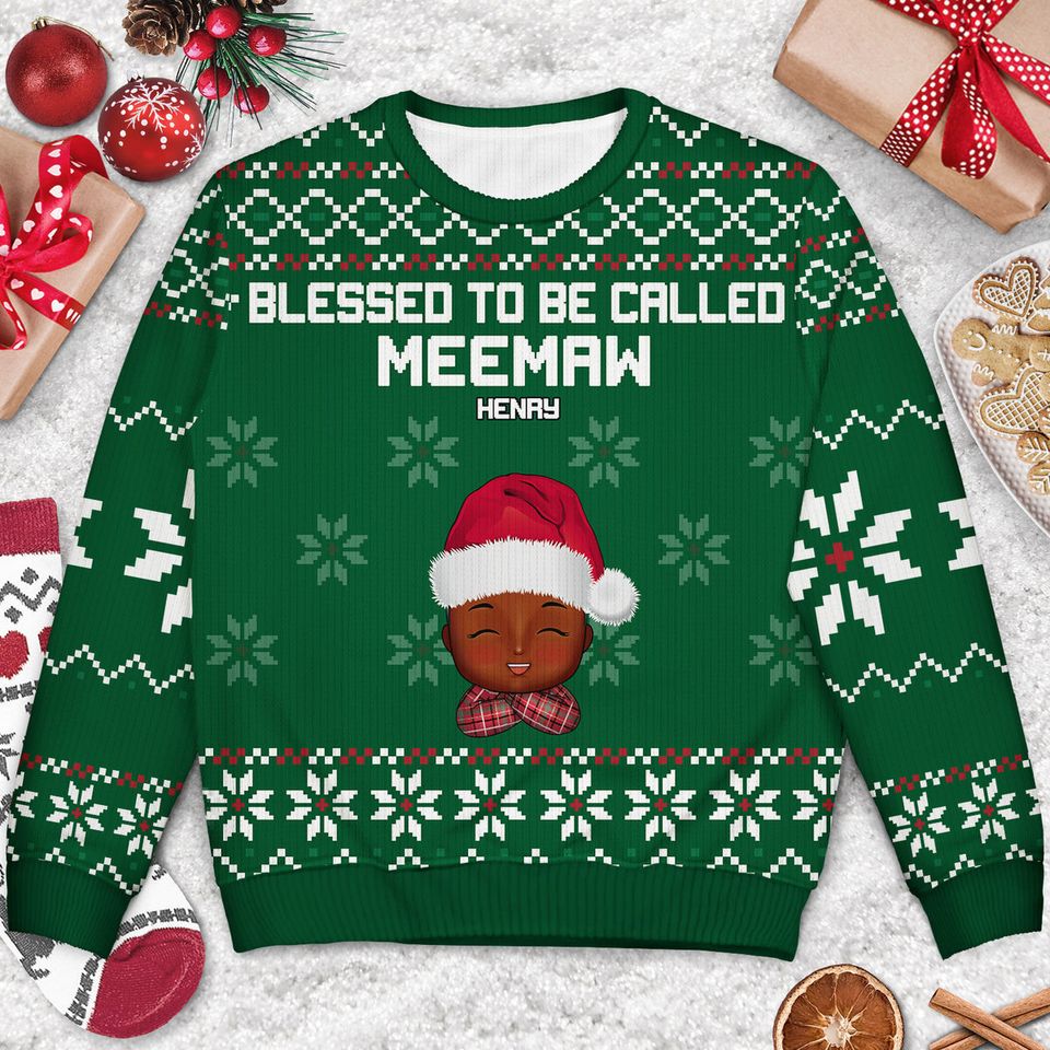 Blessed To Be Called Nana Custom Grandmother Xmas Gift Personalized Unisex Ugly Sweater - Image 3