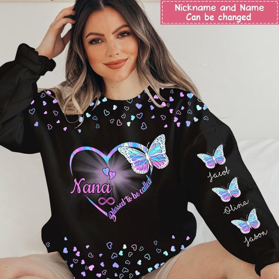 Blessed to be called Personalized 3d sweatshirt - Butterfly with heart - Gift for Mother's day