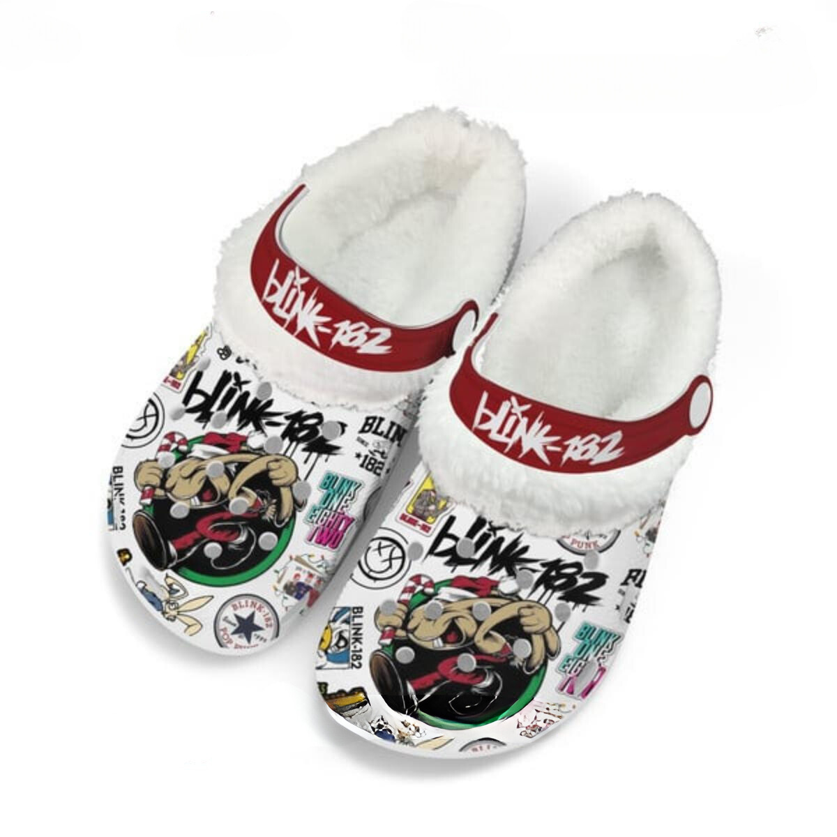 Blink-182 Band Music Crocs Crocband Fleece Lined Clogs Shoes Comfortable For Men Women and Kids In Winter