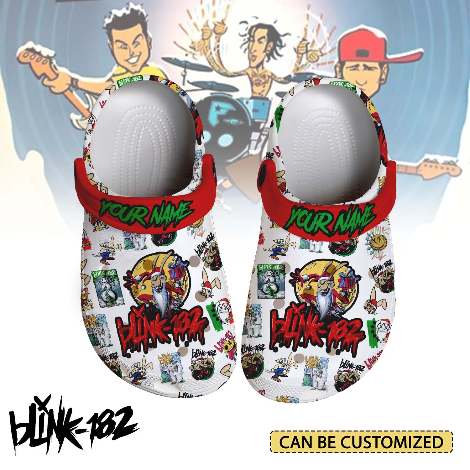 Blink-182 x Christmas Music Crocs Crocband Clogs Shoes Comfortable For Men Women and Kids
