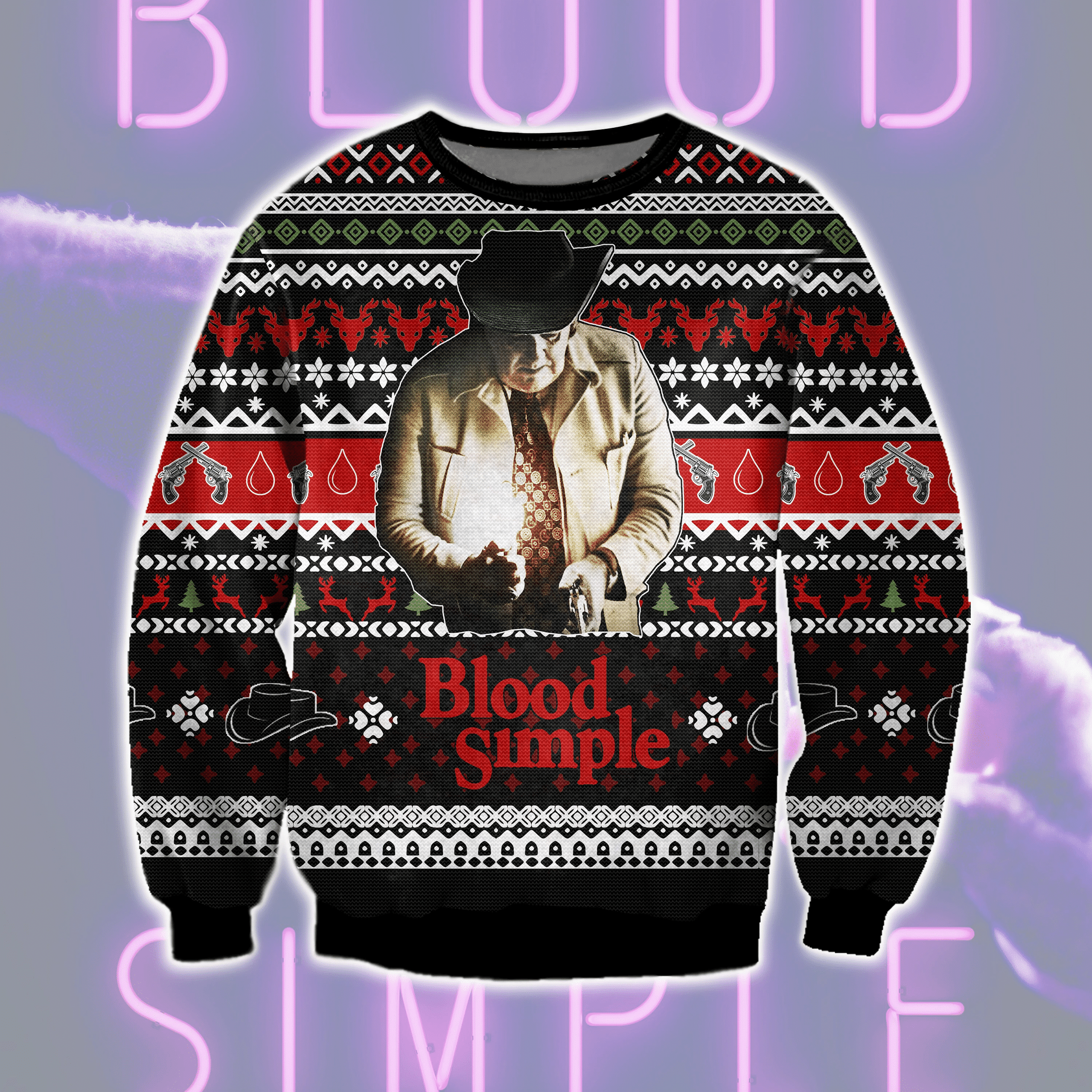 Blood Simple Ugly Christmas Sweater Adult 3D Funny Matching for family