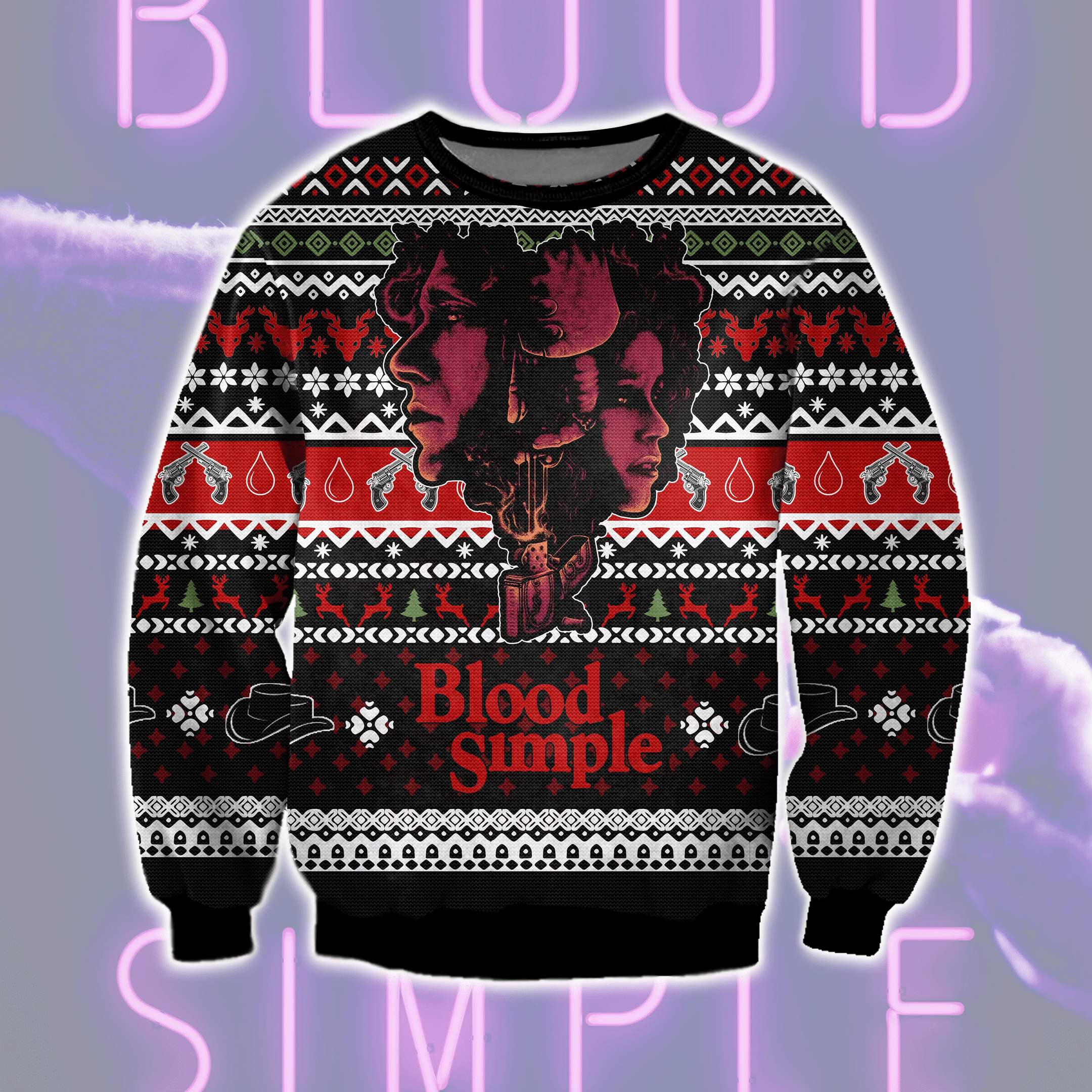 Blood Simple Ugly Christmas Sweater Adult 3D Funny Matching for family