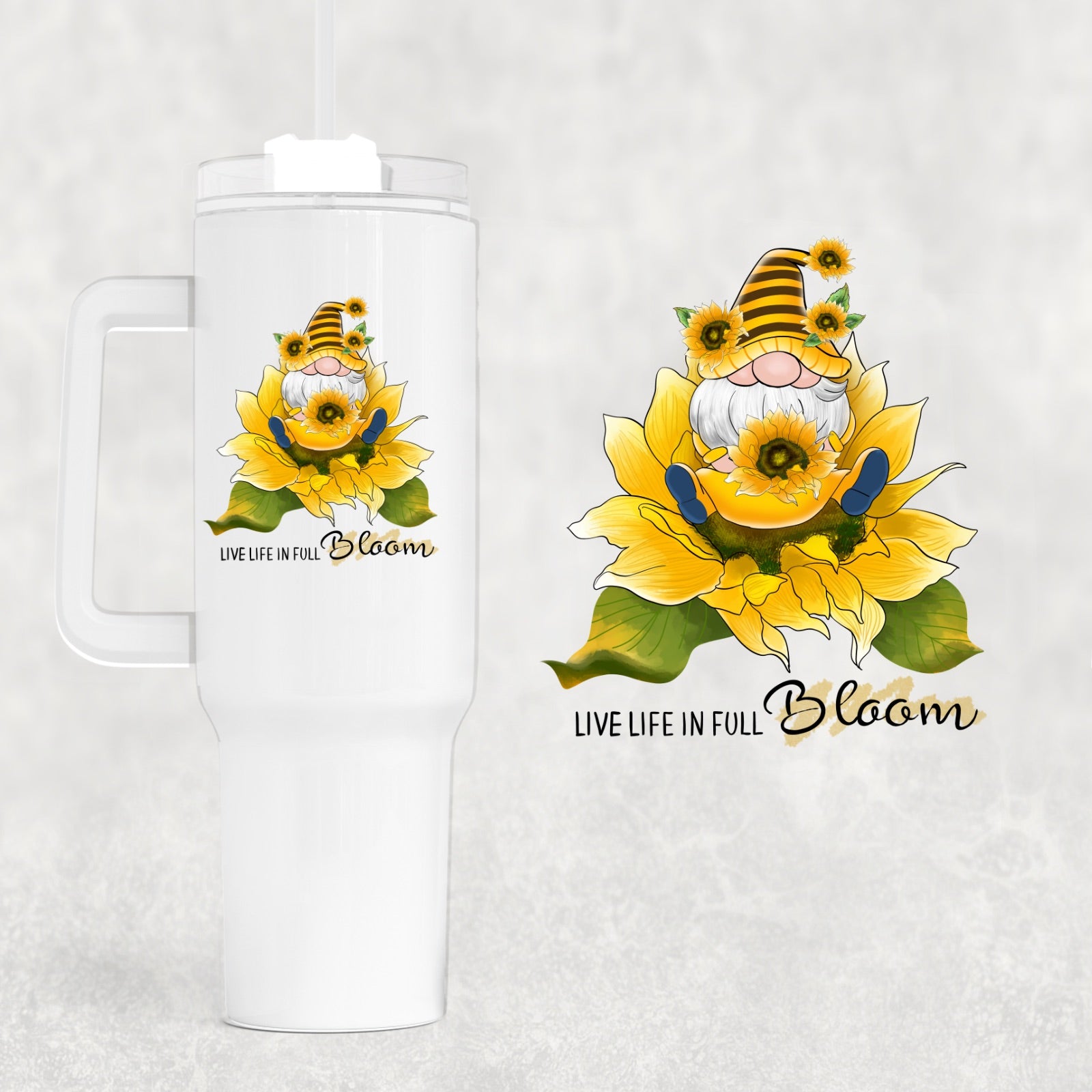 Bloom Gnome SunflowerCustom Stanley Cup 40 oz 30 oz Tumbler With HandleTVC2301747