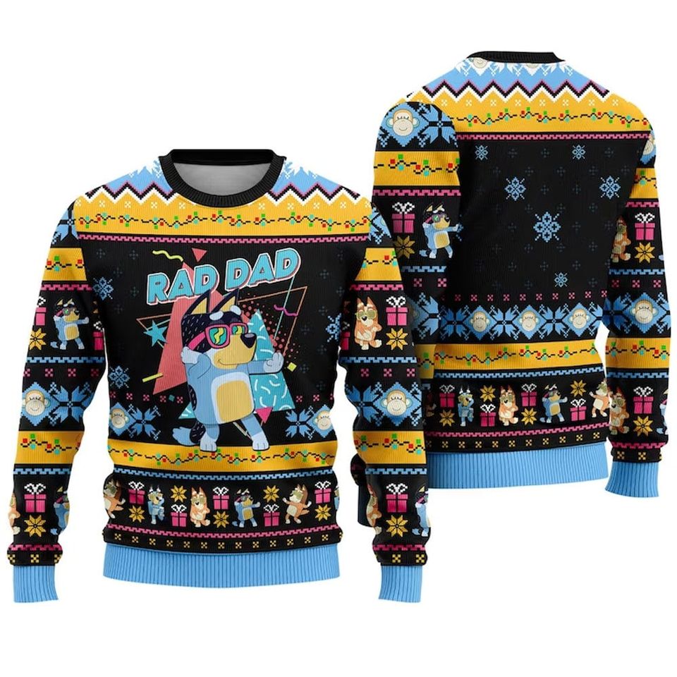 Blu Dad Ugly Christmas Sweater,Funny Christmas Sweater