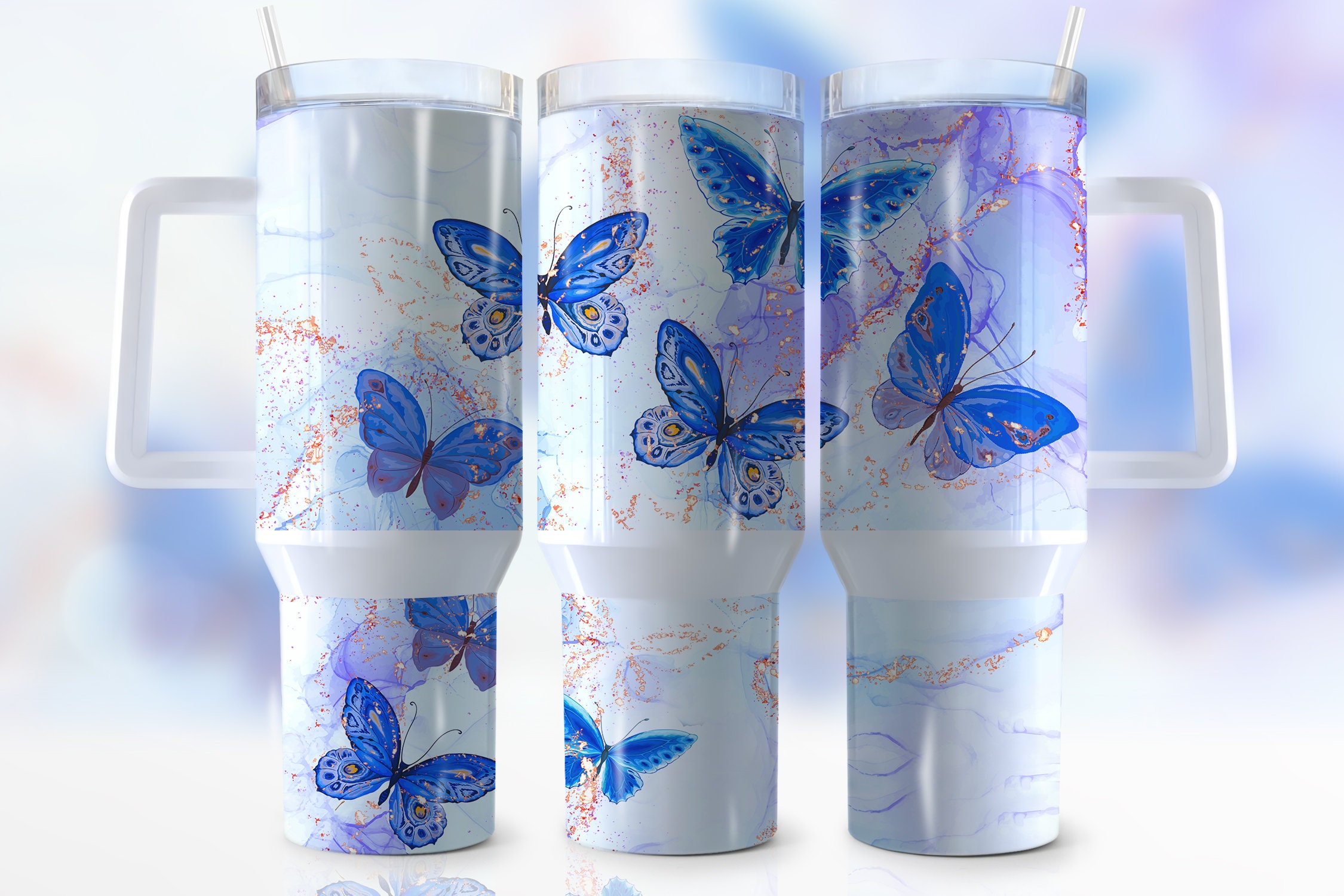 Blue Butterflies Custom Stanley Cup 40 oz 30 oz Tumbler With HandleTVC2301942