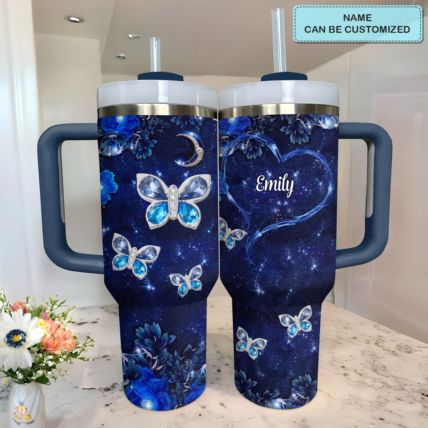 Blue Butterfly Gems Custom Stanley Cup 40 oz 30 oz Tumbler With HandleTVC2301723
