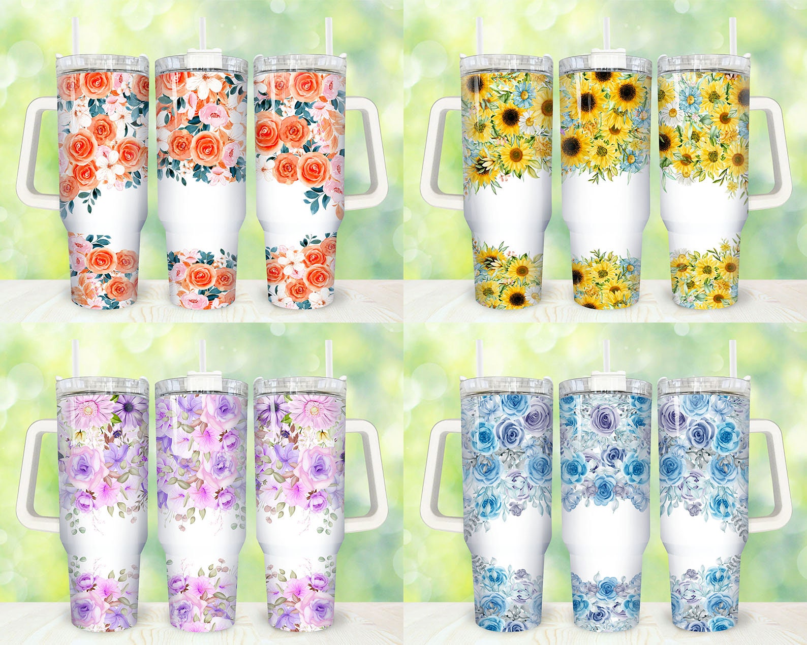 Blue Flowers Custom Stanley Cup 40 oz 30 oz Tumbler With HandleTVC2301861