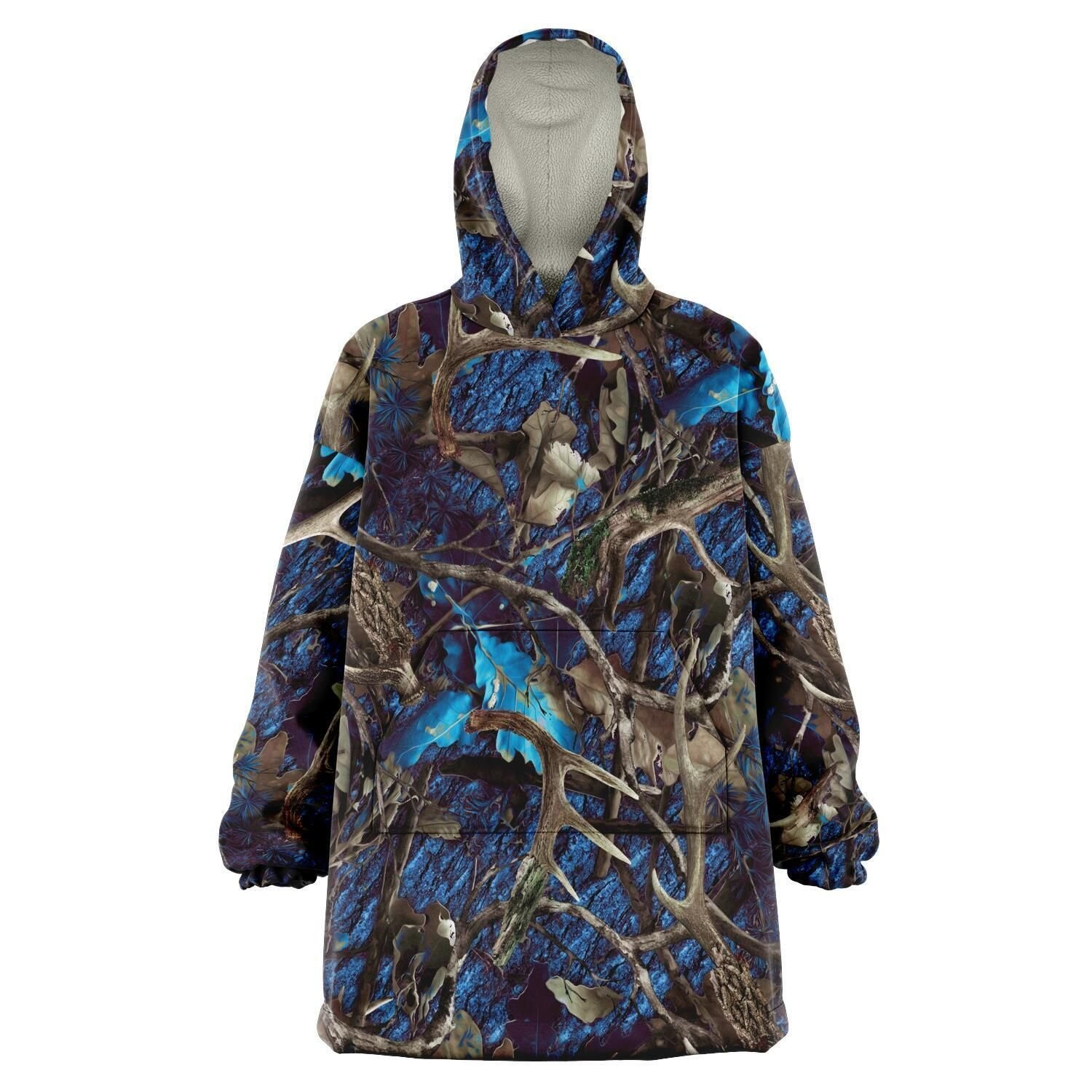 Blue Hunting Camo Snug 3D All Over Print Hoodie, Zip Hoodie