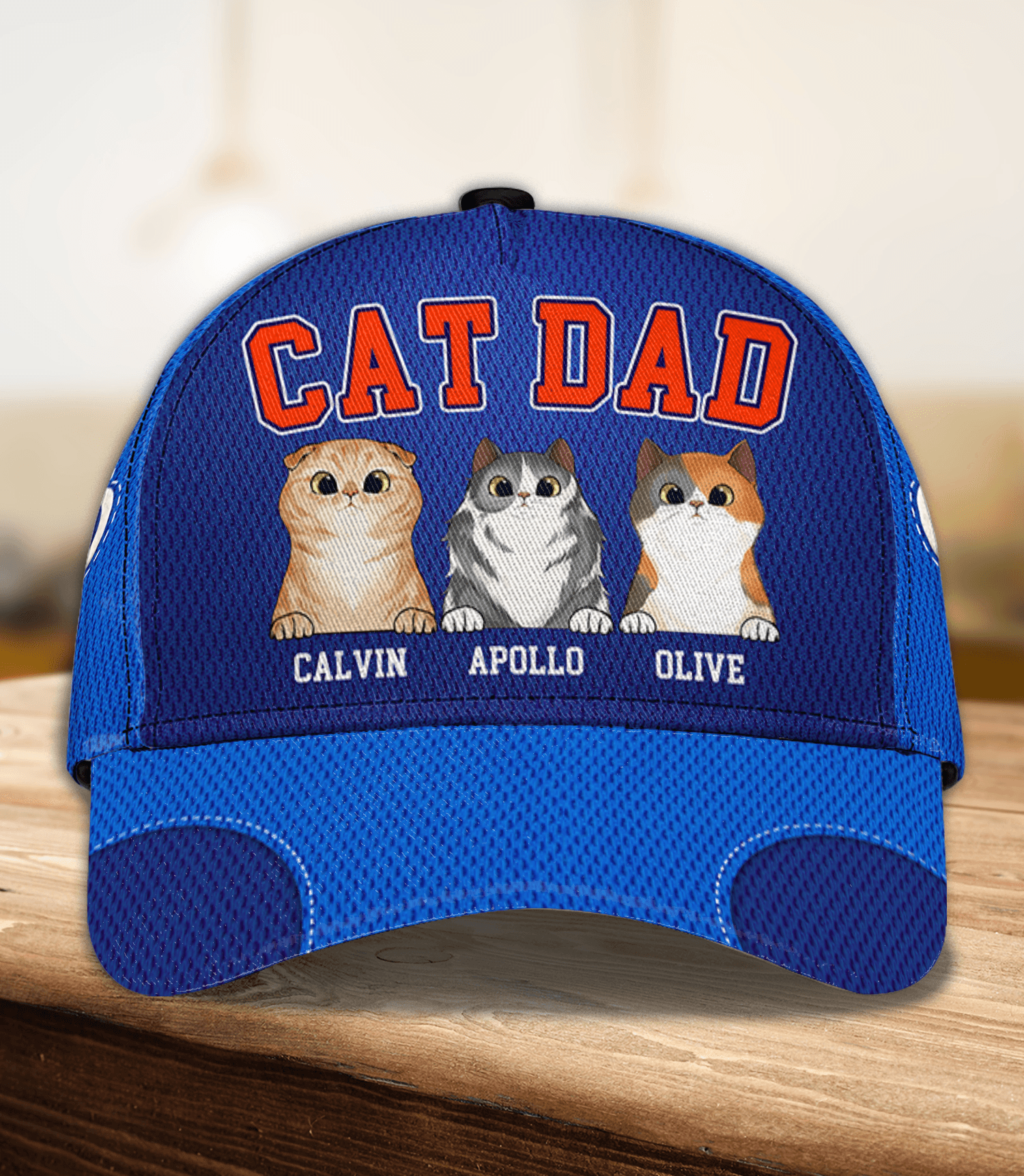 Blue Knicks Cat Personalized Classic Cap, Personalized Gift for Cat Lovers, Cat Dad, Cat Mom Trucker Hats Custom Hats Gifts For Men & Women