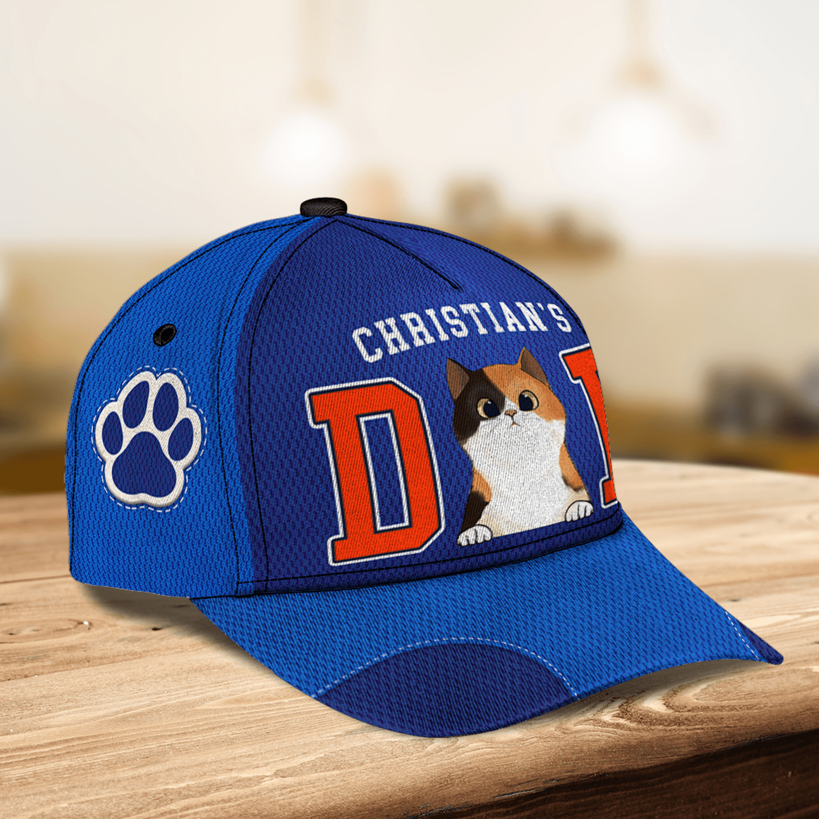 Blue Knicks Cat Personalized Classic Cap, Personalized Gift for Cat Lovers, Cat Dad, Cat Mom Trucker Hats Custom Hats Gifts For Men & Women