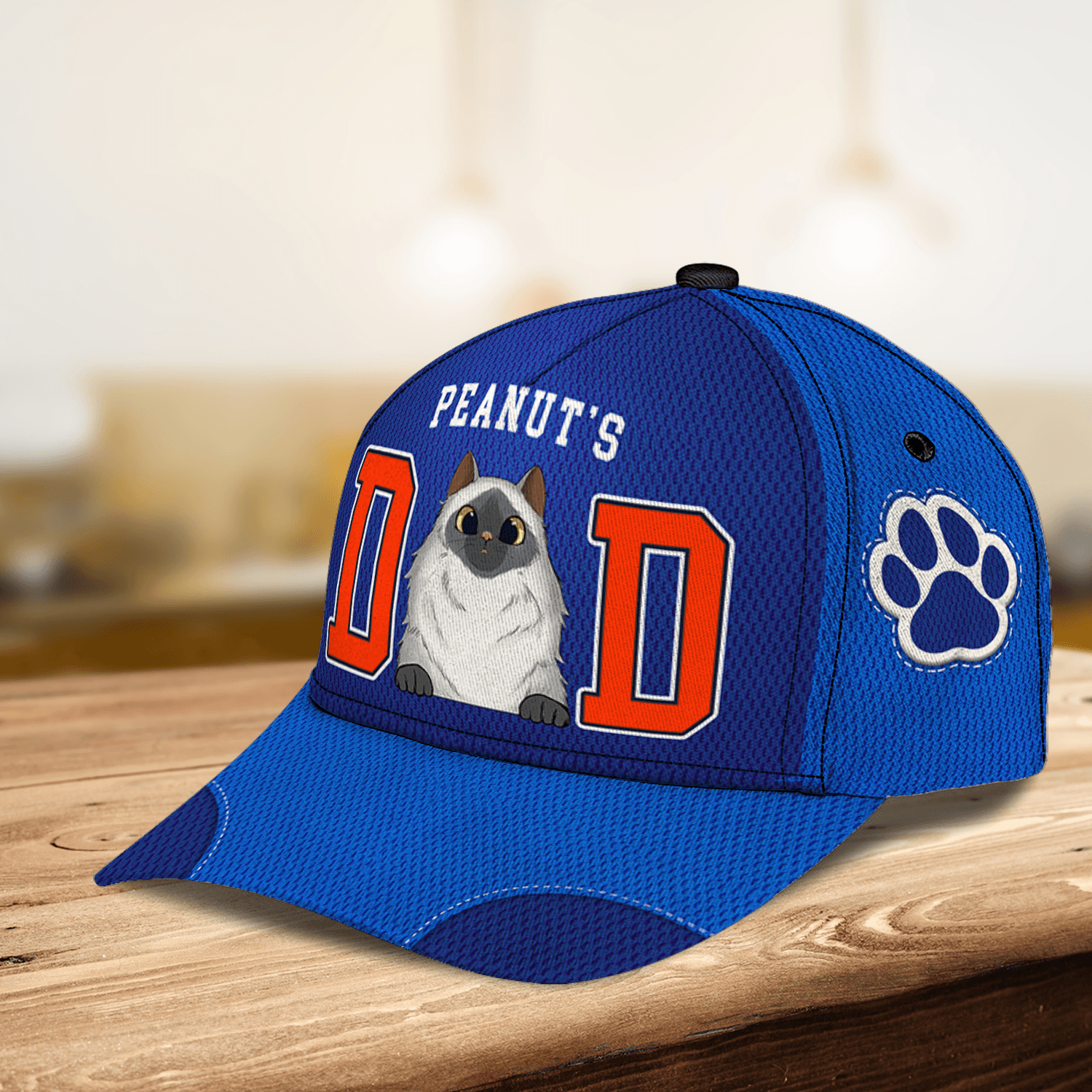 Blue Knicks Cat Personalized Classic Cap, Personalized Gift for Cat Lovers, Cat Dad, Cat Mom Trucker Hats Custom Hats Gifts For Men & Women