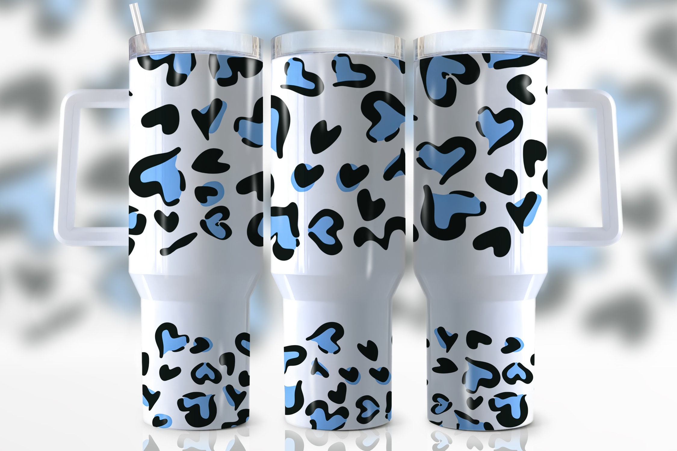 Blue Leopard Print Custom Stanley Cup 40 oz 30 oz Tumbler With HandleTVC2301944